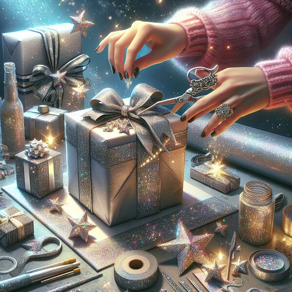 Verpacken von Geschenken mit Glitzer  