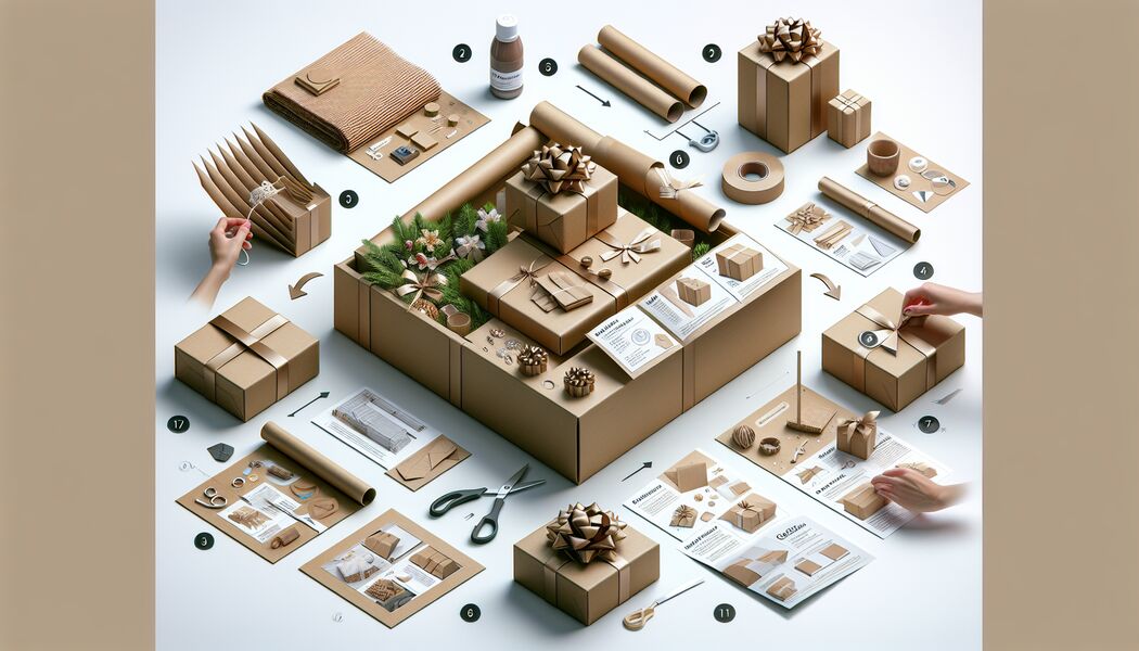 Befestigung des Geschenks im Karton - Verpacken von Geschenken mit Karton  