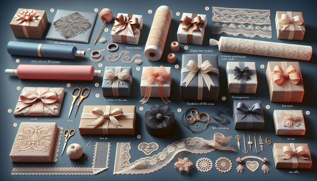 Verwendung von Spitzenborten als Dekoration   - Verpacken von Geschenken mit Spitze  