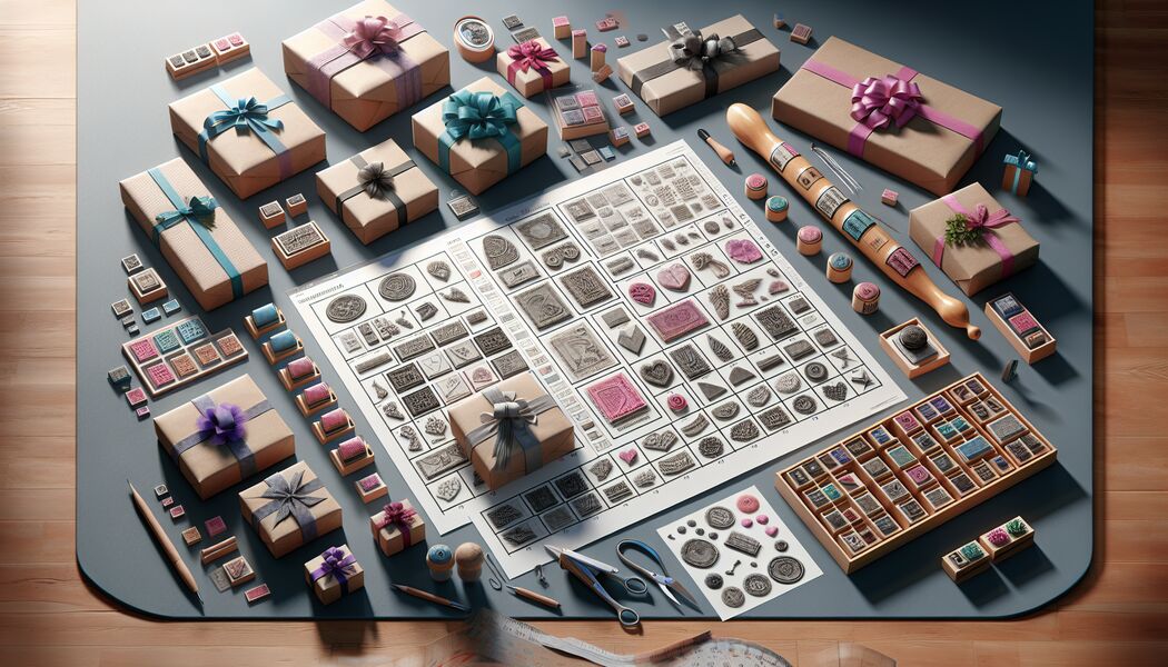 Stempel in verschiedenen Mustern anordnen   - Verpacken von Geschenken mit Stempeln  
