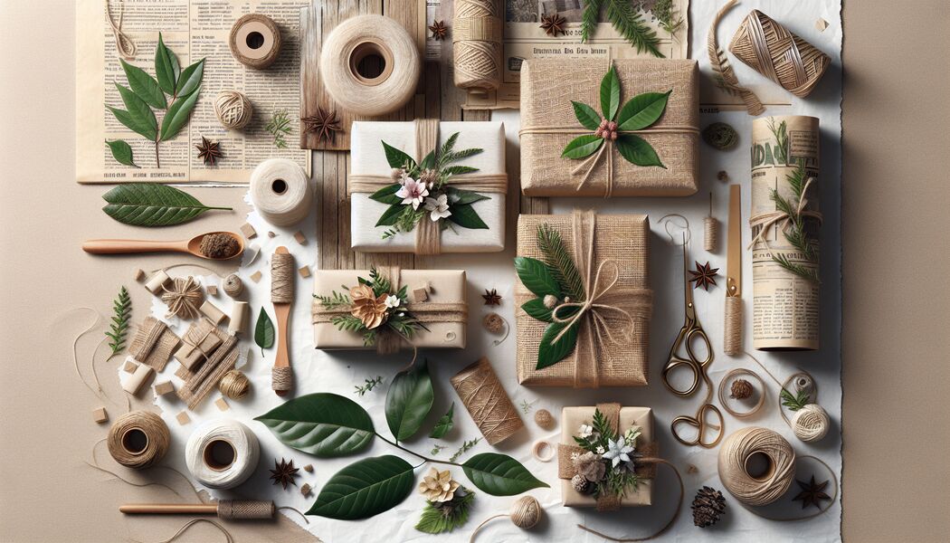 Tannenzweige für festliche Akzente verwenden   - Verpacken von Geschenken mit Naturmaterialien  