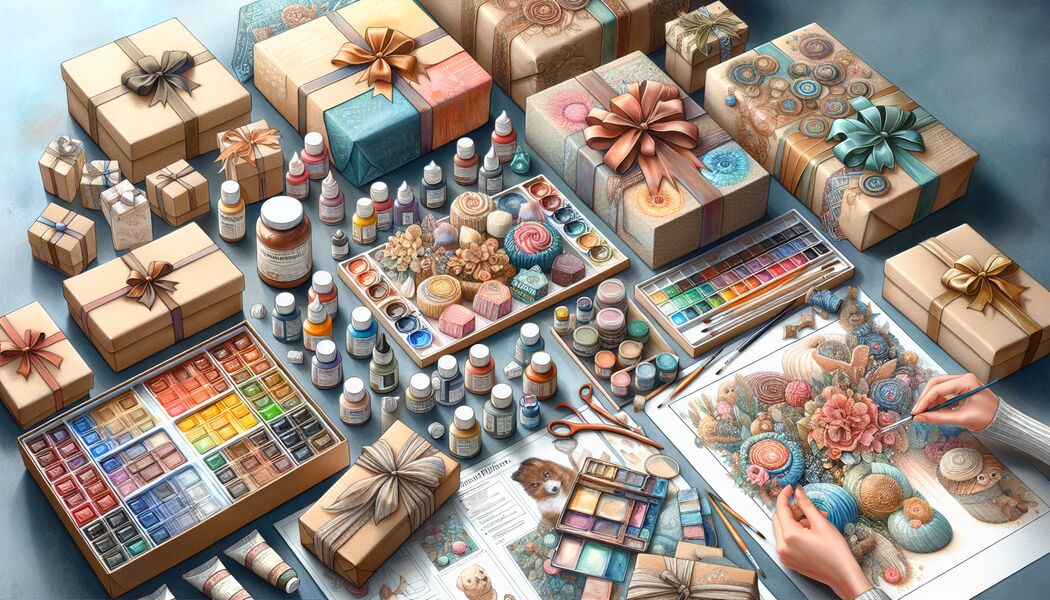 Kombination mit anderen Dekorationselementen - Verpacken von Geschenken mit Aquarellfarben