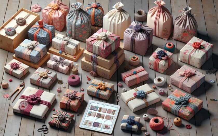 Verpacken von Geschenken mit Stoff