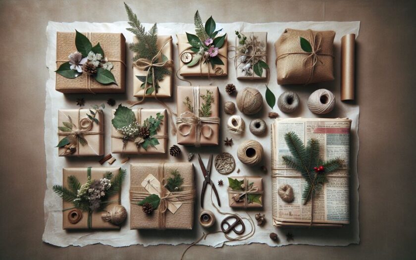 Verpacken von Geschenken mit Naturmaterialien