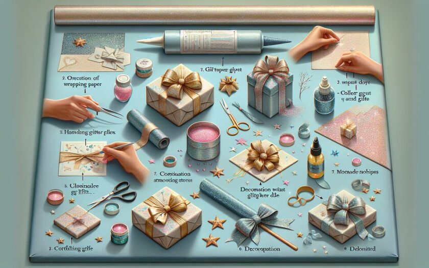 Verpacken von Geschenken mit Glitzer