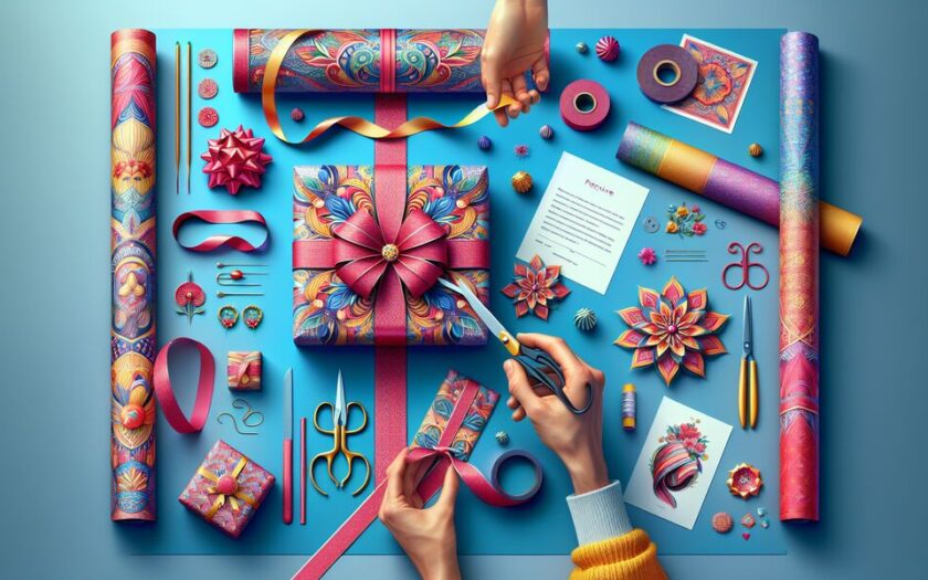 Verpacken von Geschenken mit Herz