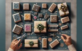 Verpacken von Geschenken mit Stempeln